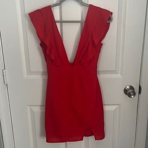 red ruffle superdown dress
